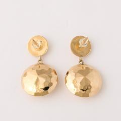 Pair of Modernist Half Dome Faceted 18 Karat Gold Earrings - 4265647