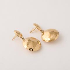 Pair of Modernist Half Dome Faceted 18 Karat Gold Earrings - 4265649