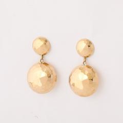 Pair of Modernist Half Dome Faceted 18 Karat Gold Earrings - 4265651