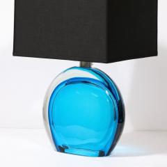 Pair of Modernist Hand Blown Murano Cobalt Blue Glass Table Lamps - 3898720