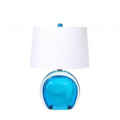 Pair of Modernist Hand Blown Murano Cobalt Blue Glass Table Lamps - 3926268