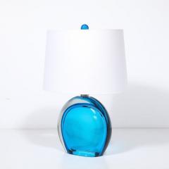 Pair of Modernist Hand Blown Murano Cobalt Blue Glass Table Lamps - 3926269