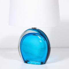 Pair of Modernist Hand Blown Murano Cobalt Blue Glass Table Lamps - 3926302