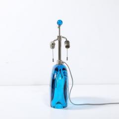 Pair of Modernist Hand Blown Murano Cobalt Blue Glass Table Lamps - 3926307