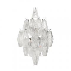 Pair of Modernist Hand Blown Murano Glass Diamond Form Polyhedral Sconces - 3523539