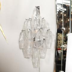 Pair of Modernist Hand Blown Murano Glass Diamond Form Polyhedral Sconces - 3523560