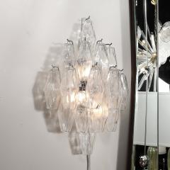 Pair of Modernist Hand Blown Murano Glass Diamond Form Polyhedral Sconces - 3523596