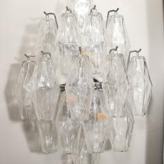 Pair of Modernist Hand Blown Murano Glass Diamond Form Polyhedral Sconces - 3523801