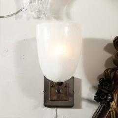 Pair of Modernist Hand Blown Murano Glass Pulegoso Sconces in Oil Rubbed Bronze - 4622889