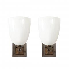 Pair of Modernist Hand Blown Murano Glass Pulegoso Sconces in Oil Rubbed Bronze - 4622907