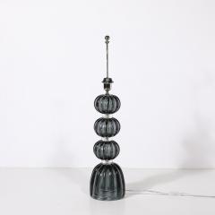 Pair of Modernist Hand Blown Murano Glass Table Lamps in Smoked Graphite - 4304509