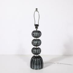 Pair of Modernist Hand Blown Murano Glass Table Lamps in Smoked Graphite - 4304510