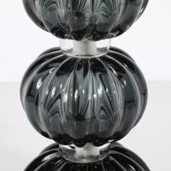 Pair of Modernist Hand Blown Murano Glass Table Lamps in Smoked Graphite - 4304518