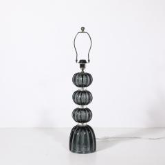 Pair of Modernist Hand Blown Murano Glass Table Lamps in Smoked Graphite - 4304521