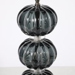 Pair of Modernist Hand Blown Murano Glass Table Lamps in Smoked Graphite - 4304522