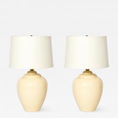 Pair of Modernist Hand Blown Murano Glass Urn Form Vellum Hue Table Lamps - 4623501
