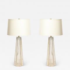 Pair of Modernist Hand Blown Murano Glass X Form Table Lamps W 24 Karat Gold - 4267194