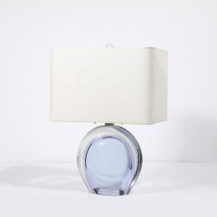 Pair of Modernist Hand Blown Murano Pale Lavender Glass Nickel Table Lamps - 3600036