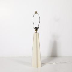 Pair of Modernist Hand Blown Murano Pearlescent Sculptural X Form Table Lamps - 4266033