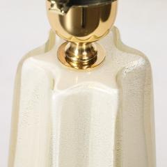 Pair of Modernist Hand Blown Murano Pearlescent Sculptural X Form Table Lamps - 4266034