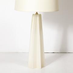 Pair of Modernist Hand Blown Murano Pearlescent Sculptural X Form Table Lamps - 4266038