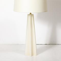 Pair of Modernist Hand Blown Murano Pearlescent Sculptural X Form Table Lamps - 4266039