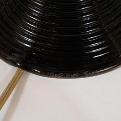 Pair of Modernist Handblown Black Murano Table Lamps with 24 Karat Gold Banding - 2660283
