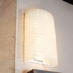 Pair of Modernist Handblown Murano Braided Opalescent Glass Curved Sconces - 1579328