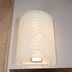 Pair of Modernist Handblown Murano Braided Opalescent Glass Curved Sconces - 1579329