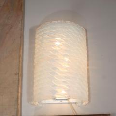 Pair of Modernist Handblown Murano Braided Opalescent Glass Curved Sconces - 1579330