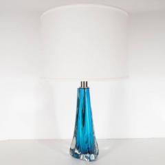 Pair of Modernist Handblown Murano Pale Sapphire Translucent Glass Table Lamps - 4142040