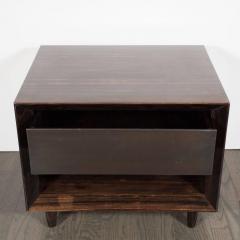 Pair of Modernist Macassar Nightstands End Tables with Bronze Paneled Drawers - 1507655