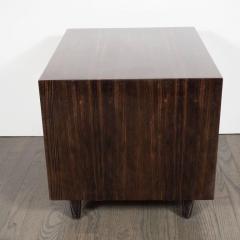 Pair of Modernist Macassar Nightstands End Tables with Bronze Paneled Drawers - 1507659