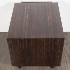 Pair of Modernist Macassar Nightstands End Tables with Bronze Paneled Drawers - 1507663