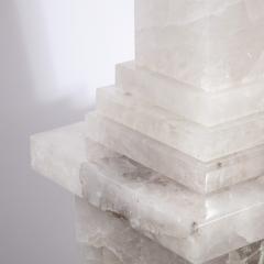 Pair of Modernist Monumental Faceted Hand Carved Rock Crystal Obelisks - 2143764