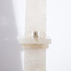 Pair of Modernist Monumental Faceted Hand Carved Rock Crystal Obelisks - 2143803