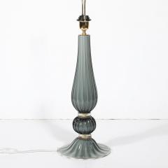 Pair of Modernist Murano Glass Table Lamps in Flint Gray W 24K Gold Flecks - 4038235