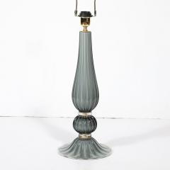 Pair of Modernist Murano Glass Table Lamps in Flint Gray W 24K Gold Flecks - 4038254