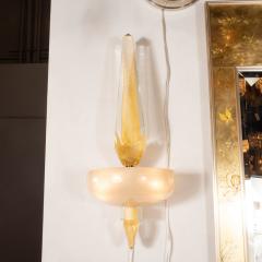 Pair of Modernist Murano Obelisk Sconces in Pearlescent Glass with 24 Karat Gold - 1579333