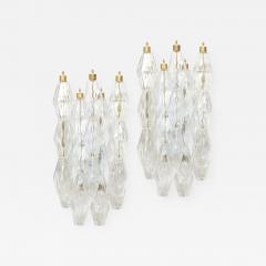 Pair of Modernist Murano Translucent Polyhedral Sconces with Brass Fittings - 2010080