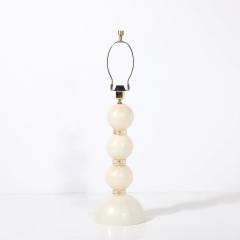 Pair of Modernist Pearl White Murano Glass Table Lamps with 24 Karat Gold Bands - 4304045