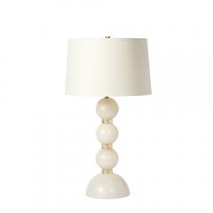 Pair of Modernist Pearl White Murano Glass Table Lamps with 24 Karat Gold Bands - 4304047