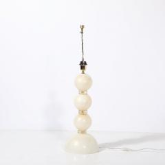 Pair of Modernist Pearl White Murano Glass Table Lamps with 24 Karat Gold Bands - 4304050