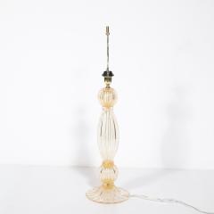 Pair of Modernist Reeded Translucent Glass Table Lamps with 24 karat Gold Flecks - 4745218
