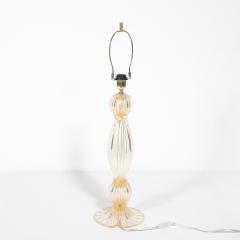 Pair of Modernist Reeded Translucent Glass Table Lamps with 24 karat Gold Flecks - 4745221