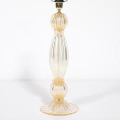 Pair of Modernist Reeded Translucent Glass Table Lamps with 24 karat Gold Flecks - 4745226