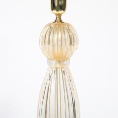 Pair of Modernist Reeded Translucent Glass Table Lamps with 24 karat Gold Flecks - 4745233