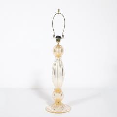 Pair of Modernist Reeded Translucent Glass Table Lamps with 24 karat Gold Flecks - 4745270