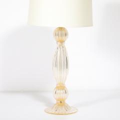 Pair of Modernist Reeded Translucent Glass Table Lamps with 24 karat Gold Flecks - 4745277