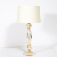 Pair of Modernist Reeded Translucent Glass Table Lamps with 24 karat Gold Flecks - 4745280